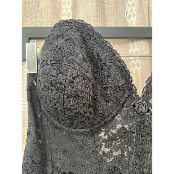 Vintage Fredricks of Hollywood 36D black lace strapless bustier bra - Picture 2 of 6